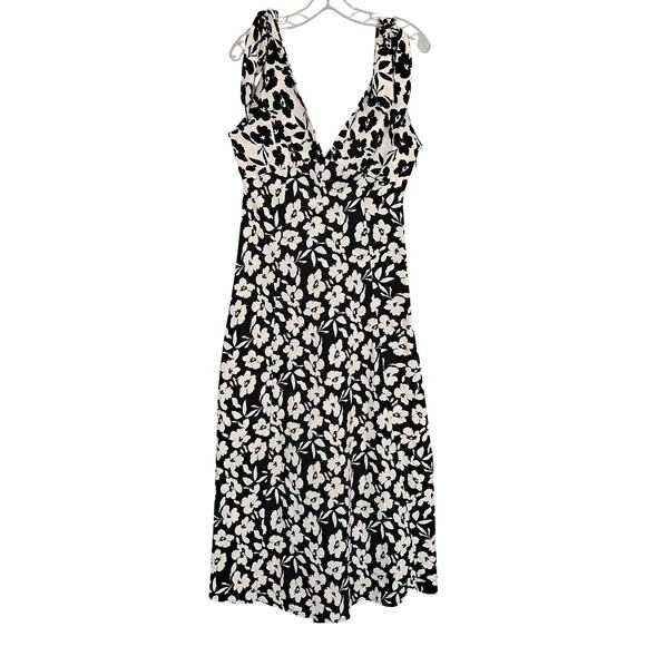 VRG Girl Dress Size 10 Black and beige Floral Print Tie at The Shoulders V Neck - Picture 7 of 12